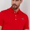 Ανδρικά Πόλο μπλουζάκια Βαμβακερό μπλουζάκι πόλο Lacoste κόκκινο