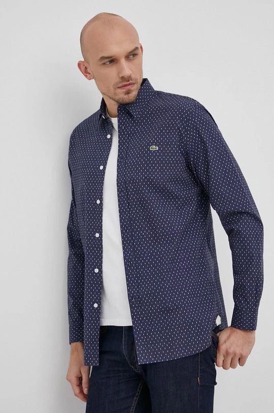 Ανδρικά Πουκάμισα Lacoste - Βαμβακερό πουκάμισο σκούρο μπλε 5 Ανδρικά Πουκάμισα Lacoste - Βαμβακερό πουκάμισο σκούρο μπλε - Image 5