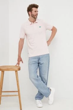 Ανδρικά Πόλο μπλουζάκια Βαμβακερό μπλουζάκι πόλο Lacoste ροζ