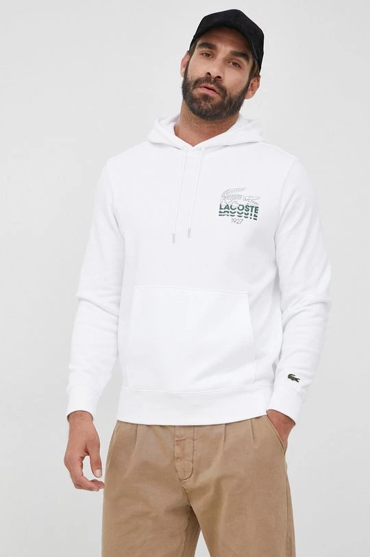 Ανδρικά Χωρίς φερμουάρ Βαμβακερή μπλούζα Lacoste χρώμα: άσπρο, 2 Ανδρικά Χωρίς φερμουάρ Βαμβακερή μπλούζα Lacoste χρώμα: άσπρο, - Image 2