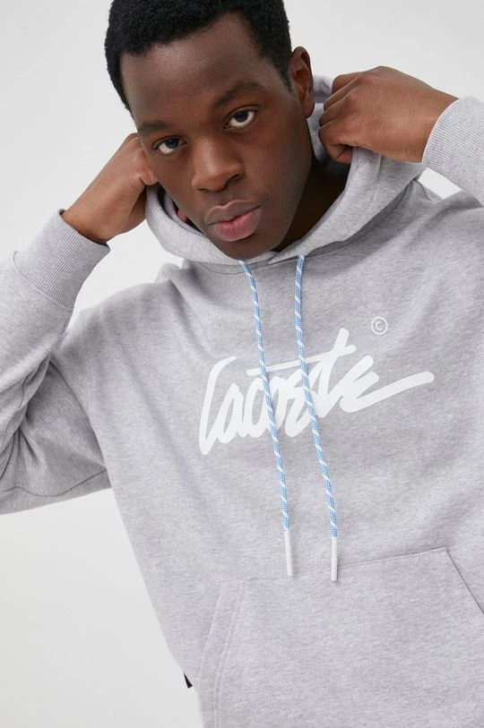 Ανδρικά Χωρίς φερμουάρ Βαμβακερή μπλούζα Lacoste χρώμα: ασημί, 1 Ανδρικά Χωρίς φερμουάρ Βαμβακερή μπλούζα Lacoste χρώμα: ασημί,