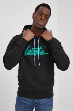 Ανδρικά Χωρίς φερμουάρ Βαμβακερή μπλούζα Lacoste χρώμα: μαύρο,