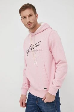 Ανδρικά Χωρίς φερμουάρ Βαμβακερή μπλούζα Lacoste χρώμα: ροζ,