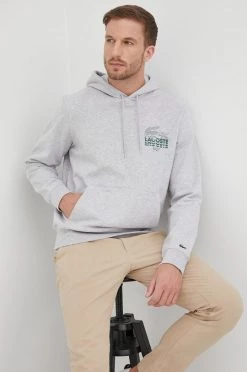 Ανδρικά Χωρίς φερμουάρ Βαμβακερή μπλούζα Lacoste χρώμα: γκρι,