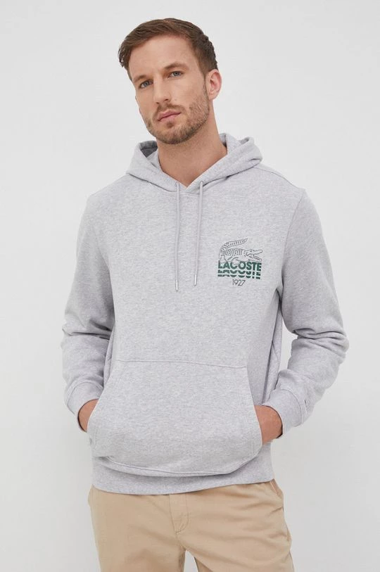 Ανδρικά Χωρίς φερμουάρ Βαμβακερή μπλούζα Lacoste χρώμα: γκρι, 4 Ανδρικά Χωρίς φερμουάρ Βαμβακερή μπλούζα Lacoste χρώμα: γκρι, - Image 4