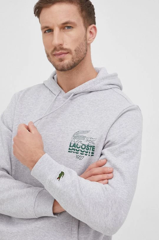 Ανδρικά Χωρίς φερμουάρ Βαμβακερή μπλούζα Lacoste χρώμα: γκρι, 5 Ανδρικά Χωρίς φερμουάρ Βαμβακερή μπλούζα Lacoste χρώμα: γκρι, - Image 5