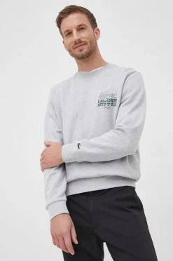 Ανδρικά Χωρίς φερμουάρ Βαμβακερή μπλούζα Lacoste χρώμα: γκρι,