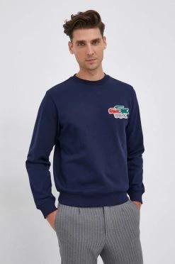 Ανδρικά Χωρίς φερμουάρ Βαμβακερή μπλούζα Lacoste χρώμα: ναυτικό μπλε