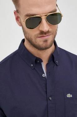 Ανδρικά Πουκάμισα Βαμβακερό πουκάμισο Lacoste χρώμα: ναυτικό μπλε, -Lacoste Κατάστημα unnamed file 1798