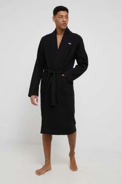 Ανδρικά Μπουρνούζια Βαμβακερό μπουρνούζι Lacoste μαύρο