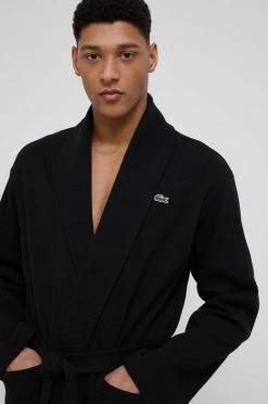 Ανδρικά Μπουρνούζια Βαμβακερό μπουρνούζι Lacoste μαύρο -Lacoste Κατάστημα unnamed file 1802