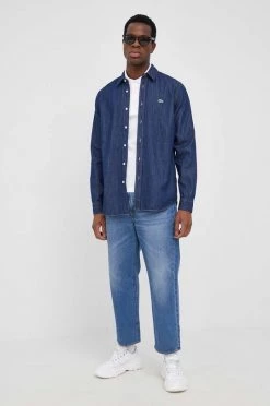 Ανδρικά Πουκάμισα Βαμβακερό πουκάμισο Lacoste χρώμα: ναυτικό μπλε, -Lacoste Κατάστημα unnamed file 1812