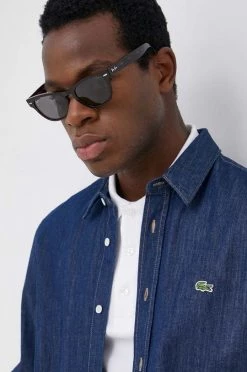 Ανδρικά Πουκάμισα Βαμβακερό πουκάμισο Lacoste χρώμα: ναυτικό μπλε, -Lacoste Κατάστημα unnamed file 1814