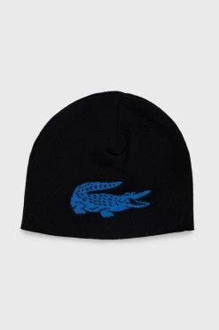 Σκουφιά Αναστρέψιμο μάλλινο καπάκι Lacoste μαύρο,