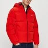 Ανδρικά Κοντά μπουφάν Lacoste - Μπουφάν με επένδυση από πούπουλα κόκκινο