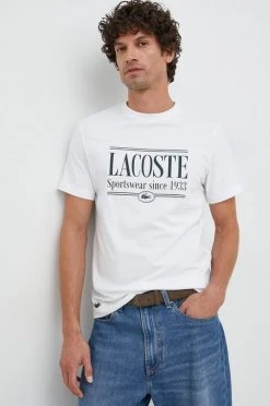 Ανδρικά Μπλουζάκια Βαμβακερό μπλουζάκι Lacoste άσπρο
