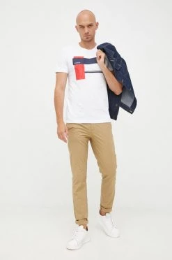 Ανδρικά Μπλουζάκια Βαμβακερό μπλουζάκι Lacoste άσπρο