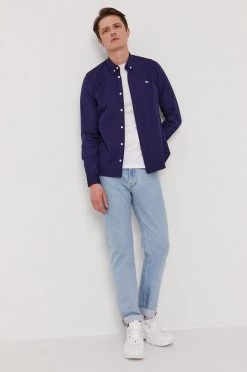 Ανδρικά Πουκάμισα Βαμβακερό πουκάμισο Lacoste χρώμα: ναυτικό μπλε -Lacoste Κατάστημα unnamed file 528