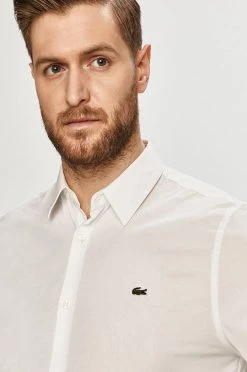 Ανδρικά Πουκάμισα Lacoste - Βαμβακερό πουκάμισο ανοιχτό μπλε