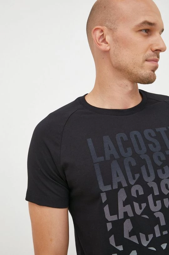 Ανδρικά Μπλουζάκια Βαμβακερό μπλουζάκι Lacoste μαύρο 4 Ανδρικά Μπλουζάκια Βαμβακερό μπλουζάκι Lacoste μαύρο - Image 4