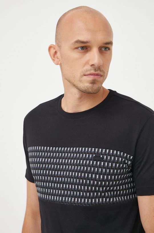 Ανδρικά Μπλουζάκια Βαμβακερό μπλουζάκι Lacoste μαύρο 4 Ανδρικά Μπλουζάκια Βαμβακερό μπλουζάκι Lacoste μαύρο - Image 4