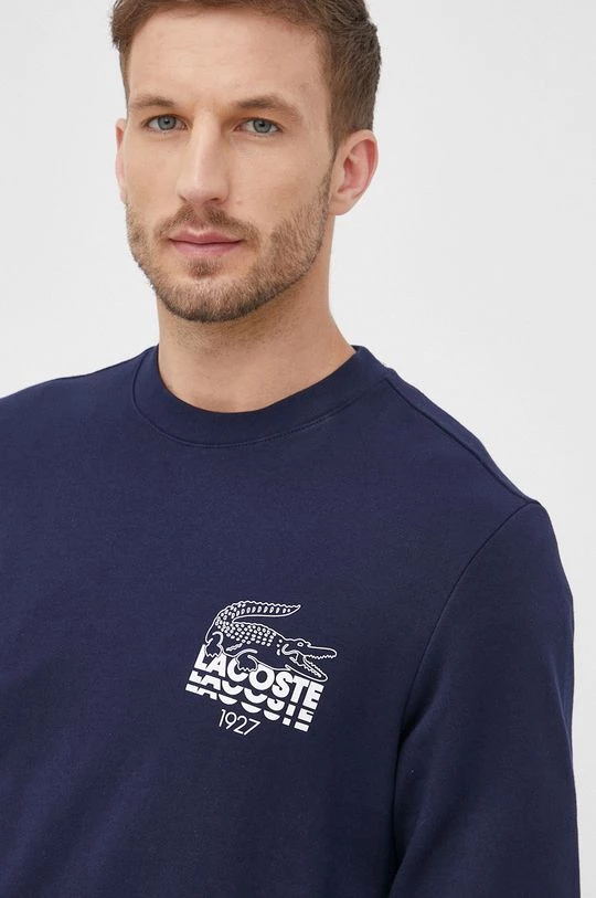 Ανδρικά Χωρίς φερμουάρ Βαμβακερή μπλούζα Lacoste χρώμα: ναυτικό μπλε, 4 Ανδρικά Χωρίς φερμουάρ Βαμβακερή μπλούζα Lacoste χρώμα: ναυτικό μπλε, - Image 4