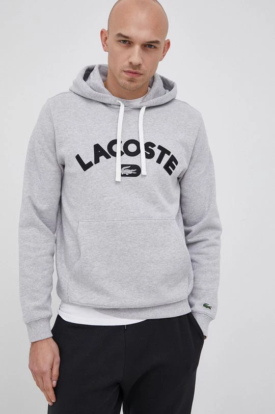 Ανδρικά Χωρίς φερμουάρ Βαμβακερή μπλούζα Lacoste χρώμα: γκρι 4 Ανδρικά Χωρίς φερμουάρ Βαμβακερή μπλούζα Lacoste χρώμα: γκρι - Image 4